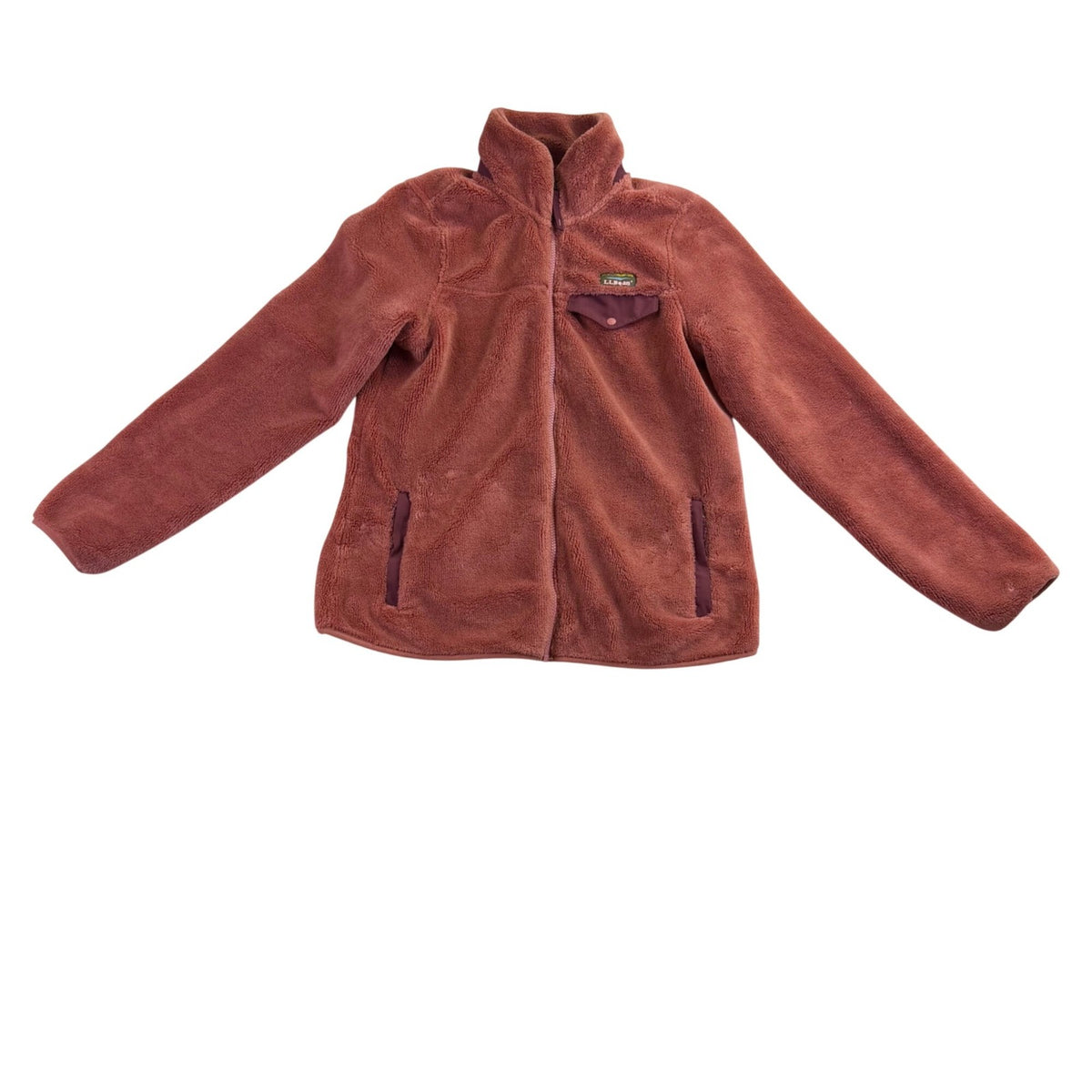 L.L. Bean Womens Rust  Full-Zip Fleece Jacket Cozy Outdoor Layer Size S 