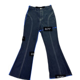 PacSun Womens Black Denim Flared Jeans Frayed Hem High Waist Contrast Stitching