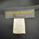 Donna Ricco Womens Black Cap Sleeve Maxi Dress Elegant Design Sz 6