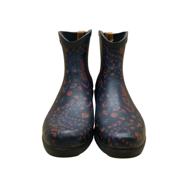 Aigle Women’s Blue & Multicolor Flowers Rubber Paisley Print Rain Boots Size US8