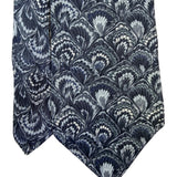 Henry Grethel Mens Blue 100% Italian Silk Tie Fan Feather Pattern