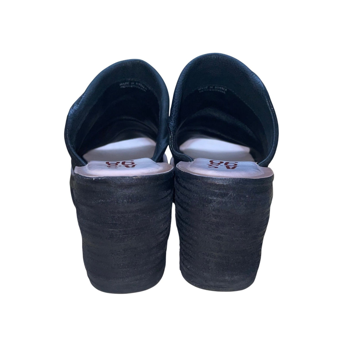 A.S.98 Women’s Black Leather Wedge Open Toe Platform Slip-On Sandals Size 39