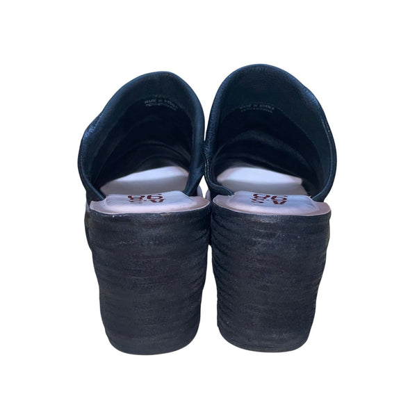 A.S.98 Women’s Black Leather Wedge Open Toe Platform Slip-On Sandals Size 39