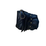 DSW Women’s Black Faux Leather Ruffle With Chain Straps Tote Bag