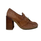 Frame Women’s Brown Suede Gold-Tone Buckle Le Benedict Block Heel Loafers Sz 7.5
