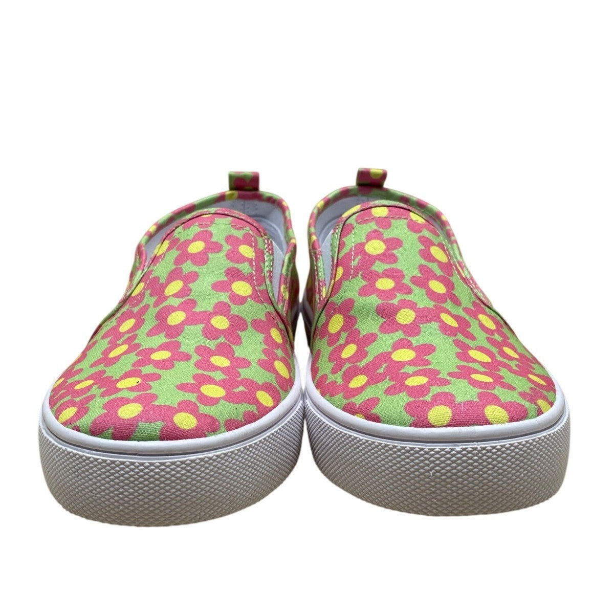 Asos Women’s Green & Pink Canvas With Floral Print Slip-On Sneakers Size US 9