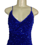JJ’s House Women’s Royal Blue Sequin Mini Dress With Spaghetti Straps Sz S - New