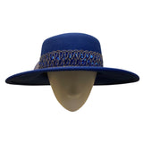 Glory II Womens Blue Wool Dress Hat With Decorative Band & Mesh Bow