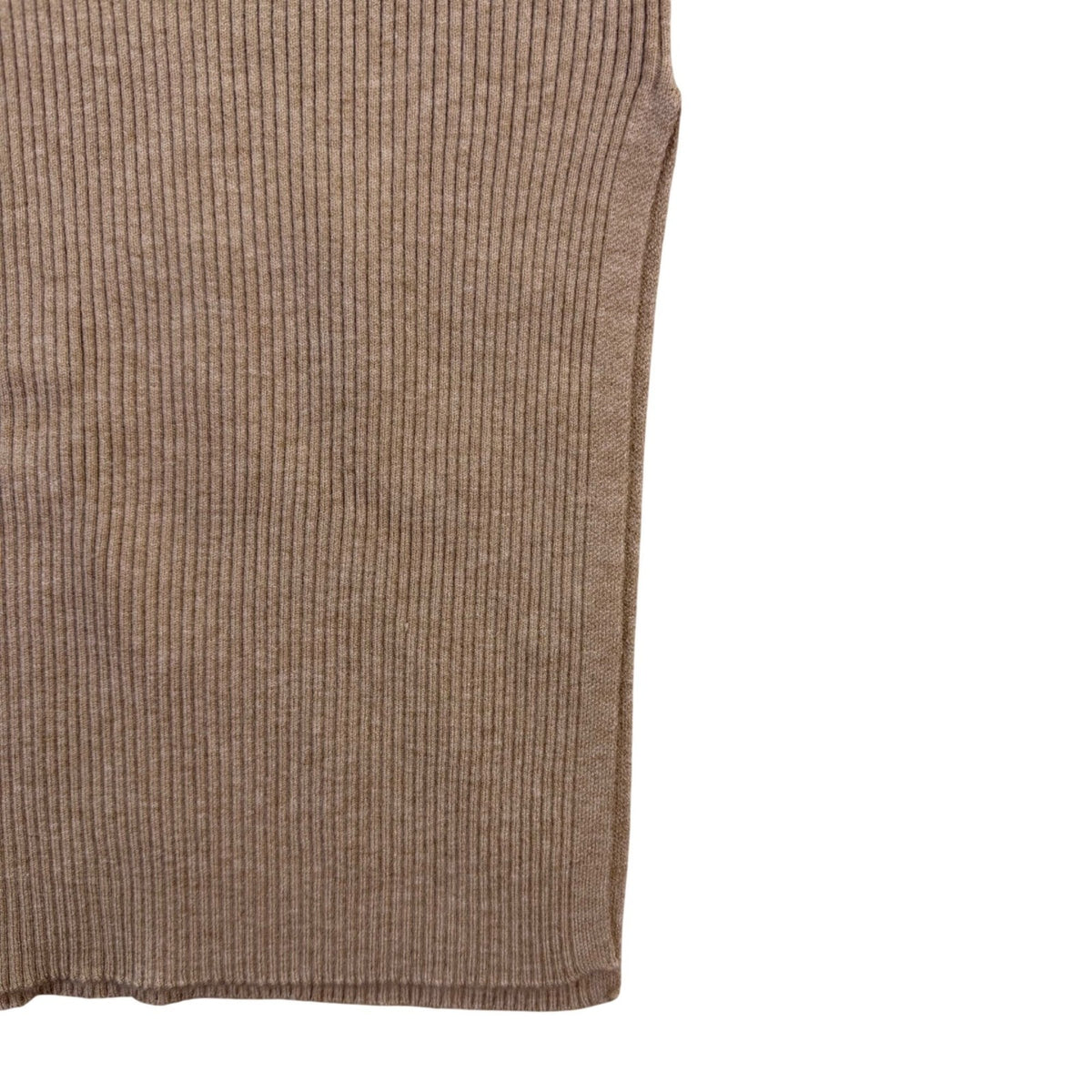 Mango Womens Beige Ribbed Knit Midi Skirt Stretch-Fit Size S