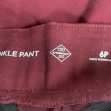 ST John Bay Ankle Pant Mid-Rise Slim Fit Built-In Tummy Maroon Women Size 6P - N