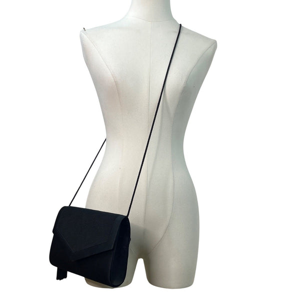 Valerie Stevens Black Evening Bag With Tassel Detail & Magnetic Snap Closure