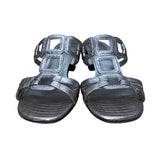 Kelly & Katie Women’s Silver Strappy Croc Open Toe  Block Heel Sandals Size 7.5