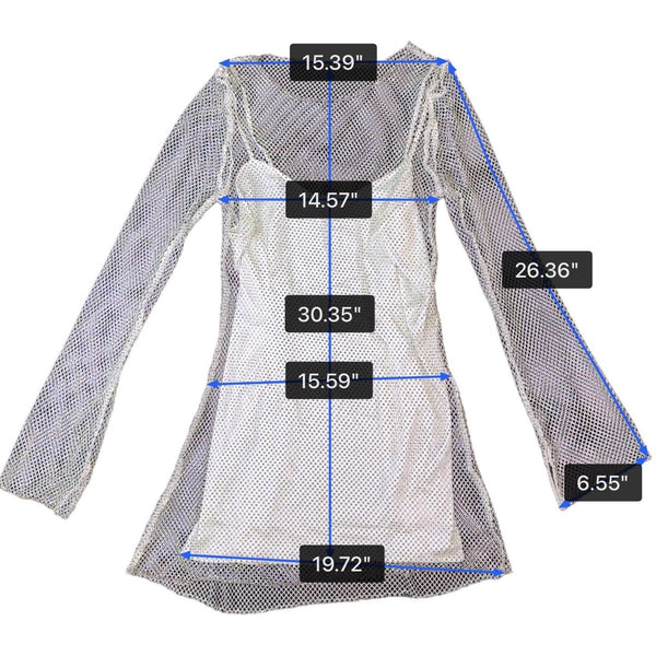 Show Me Your Mumu Womens White Mesh Iconic Long Sleeve Mini Dress Size L