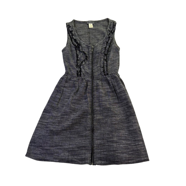 Fish Bowl Womens Gray Sleeveless Fit & Flare Dress With Front Zipper Size S