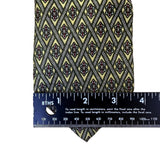 Brooks Brothers Mens Yellow & Navy Silk Necktie Geometric Pattern Hand Made 58