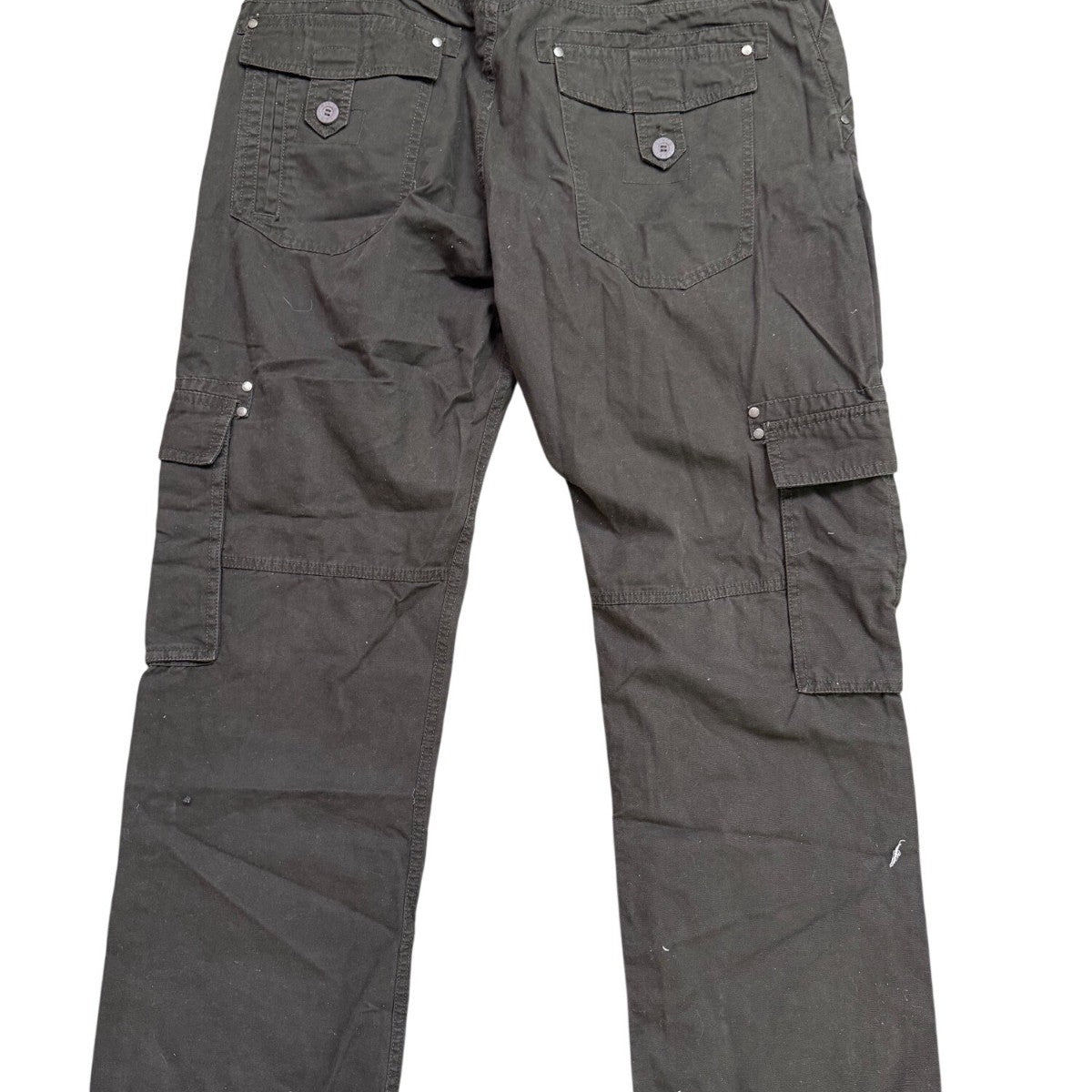 Worn-In Mens Black Cotton Cargo Pants Relaxed Fit Durable With Pockets Size 40