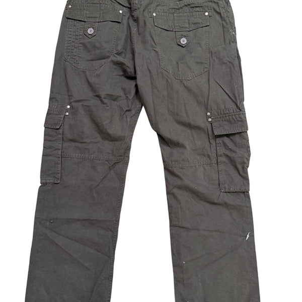 Worn-In Mens Black Cotton Cargo Pants Relaxed Fit Durable With Pockets Size 40