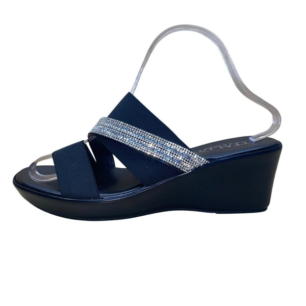 Italian Shoemakers Women’s Black Rhinestone Embellished Boom Sandals Size 9