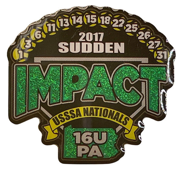 2017 Sudden Impact USSSA Nationals 16U PA Softball Trading Pin Green Glitter