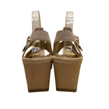 Women’s Beige Suede Strappy Style Adjustable Buckle Wedge Sandals Sz 8.5