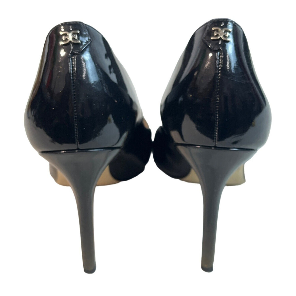 Sam Edelman Hazel Pump Pointed Toe Stiletto Black Gold Sparkle High Heels Sz 9.5