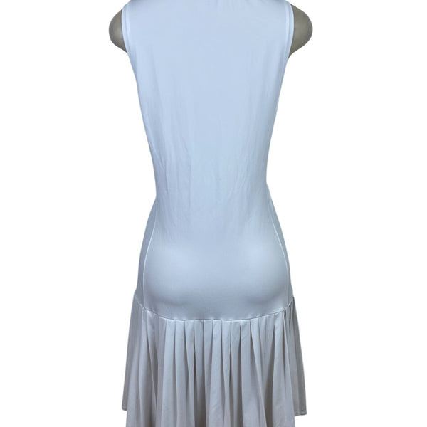 Addison Bay White Tennis Dress Sleeveless Pleated Skirt & Green Collar Sz XXL
