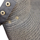 Shade & Shore Womens Black Straw Adjustable Wide Brim Visor Sun Hat