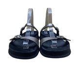 Mephisto Women’s Metallic Black With Rhinestone Buckles Strappped Sandals Sz 9