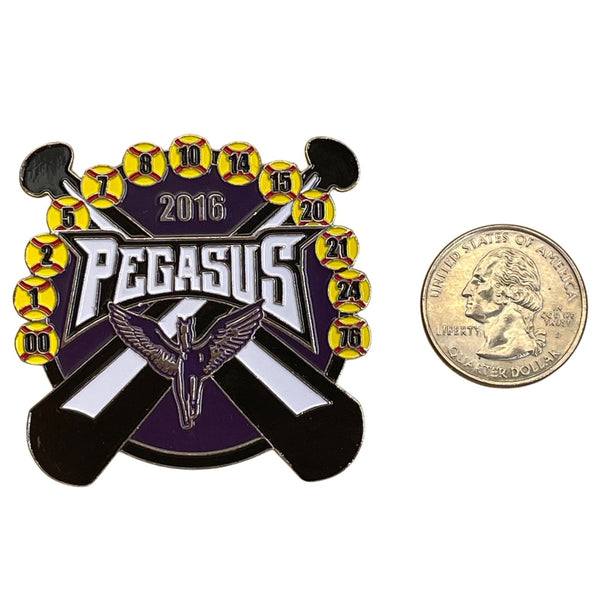 2016 Pegasus Baseball Trading Pin With Crossed Sticks & Winged Horse Design