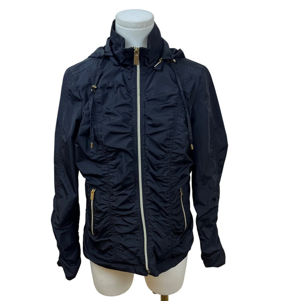 Alfani Petite Womens Black Lightweight Polyester Jacket Full Zip Hood Size P/S