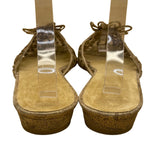 Vintage Stuart Weitzman Women’s Gold Leather Open-Toe Slingback Floral Sandals S