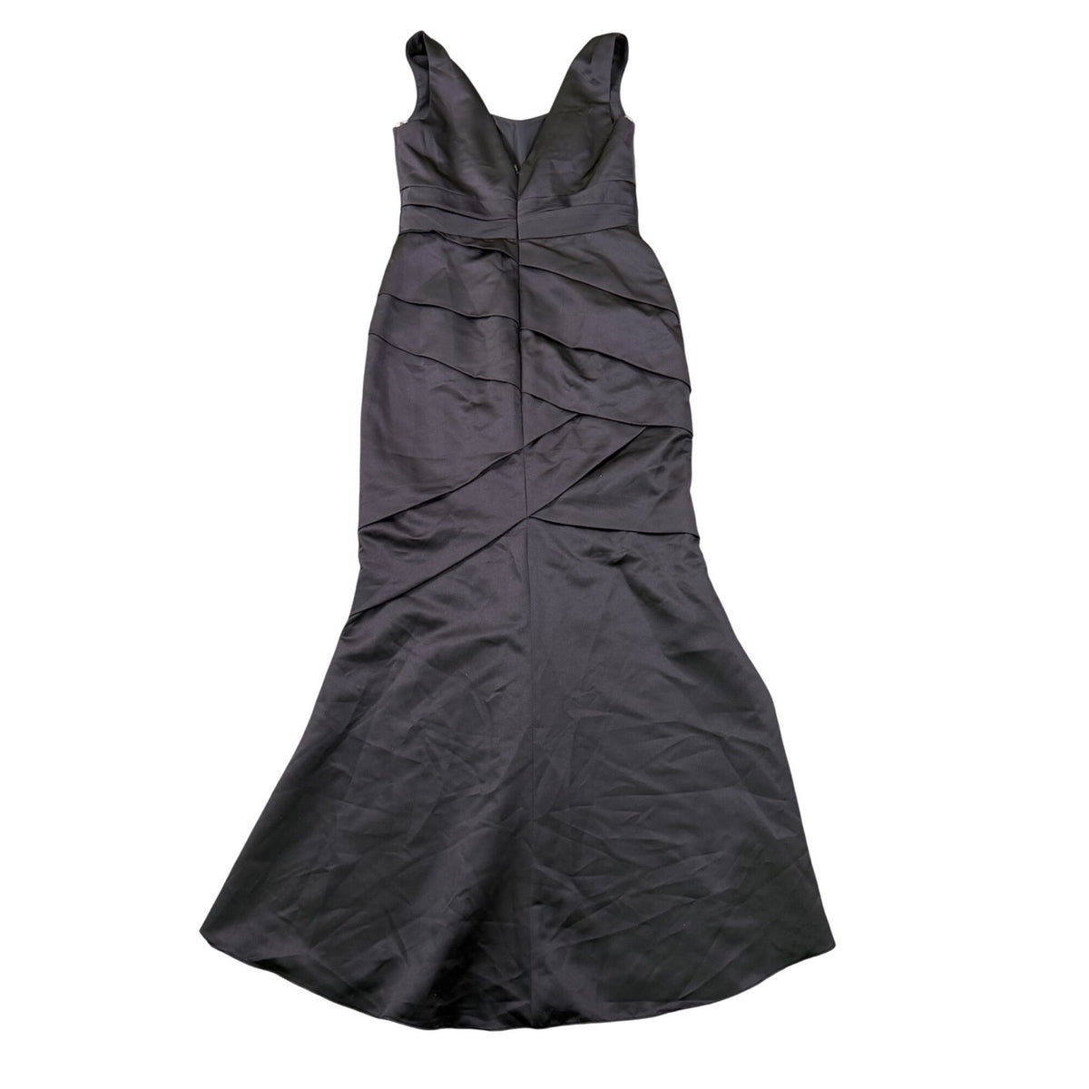 Davids Bridal Womens Black Satin Mermaid Gown Formal Evening Dress Size 8