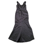 Davids Bridal Womens Black Satin Mermaid Gown Formal Evening Dress Size 8