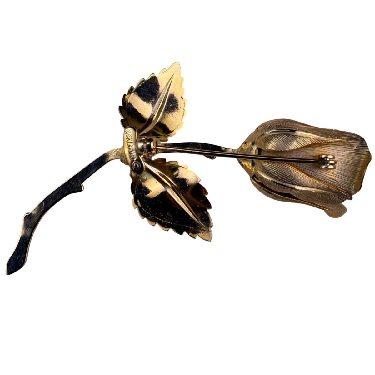 Giovanni Gold Tone Metal Rose Brooch Pin Elegant Floral Jewelry