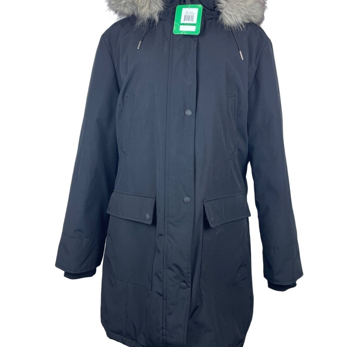 Andrew Marc Women's Black Coat With Faux Fur Hoodie Size XL - New
