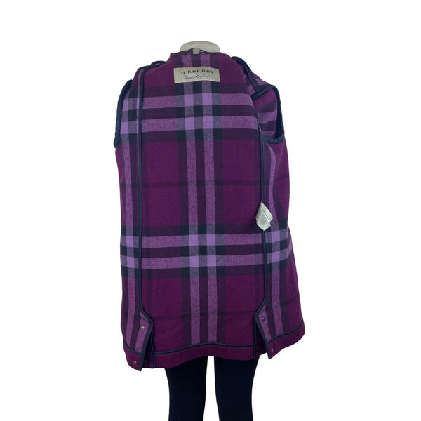 Women’s Magenta Plaid Wool Toggle Coat Hooded Classic Winter Size 8