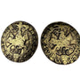 Vintage French coin theme Unknown Womens Gold Tone Metal Clip-On Earrings Round