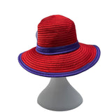 Red & Purple Womens Polyester Hat With Decorative Flower