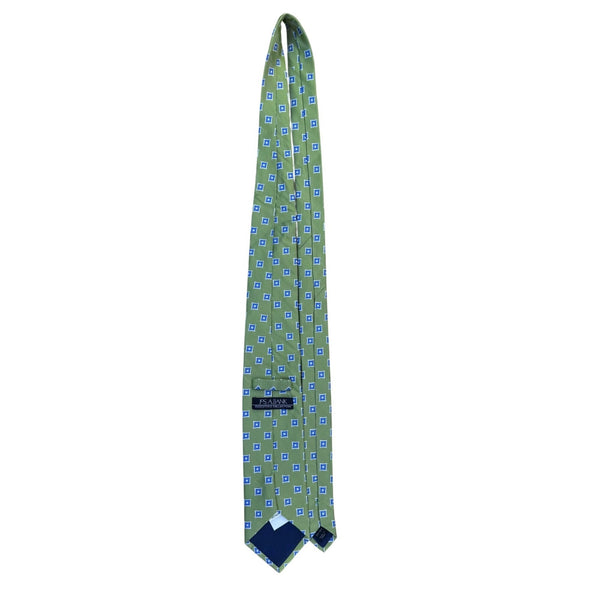 Jos. A. Bank Mens Green & Blue 100% Silk Geometric Pattern Tie