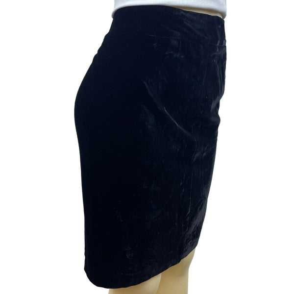 Collezioni Womens Black Velvet Pencil Skirt Size 8 Italian Design