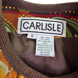 Carlisle Women’s Multicolor Paisley Floral Quilted  Jacket Elegant Design Sz 8