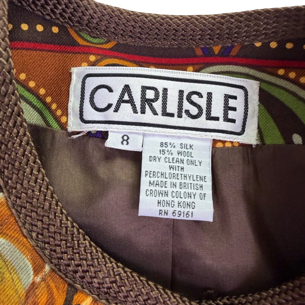 Carlisle Women’s Multicolor Paisley Floral Quilted  Jacket Elegant Design Sz 8