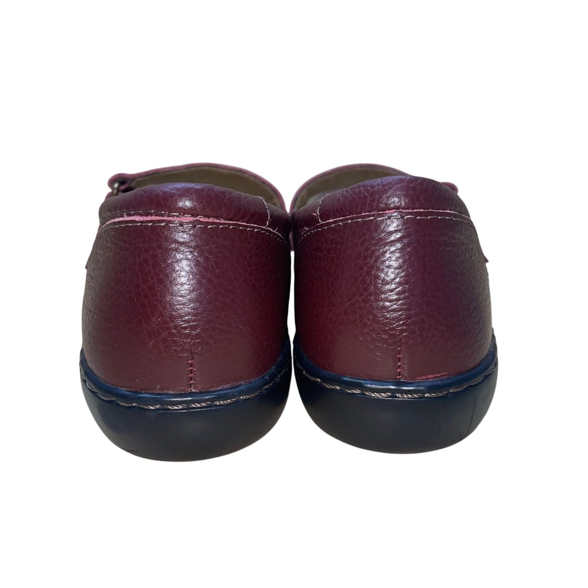 Clarks Womens Burgundy Leather Comfortable Casual  Mary Jane Shoes Size 9.5W 