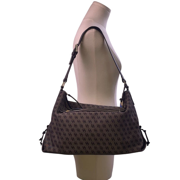 Dooney & Bourke Women’s Gray/Black Canvas Monogram Adjustable Strap Shoulder Bag