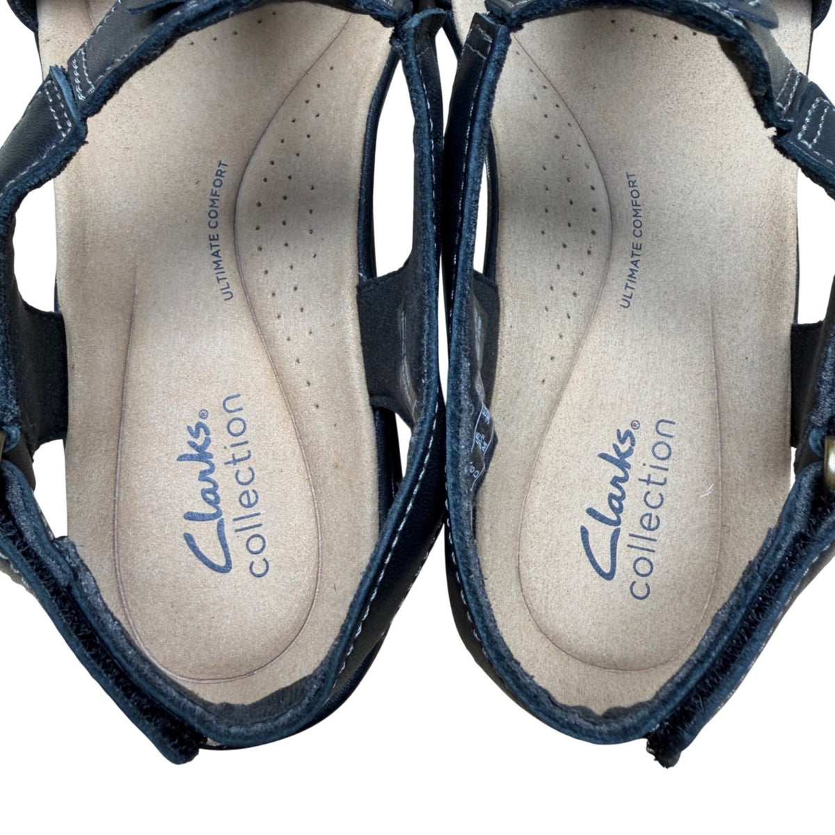 Clarks Women’s Black Leather Adjustable Strap Laurieann Kay Sandals Size 8.5M