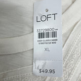 Loft Women’s White Long Sleeve Lace Detail Henley Blouse Sz XL - New