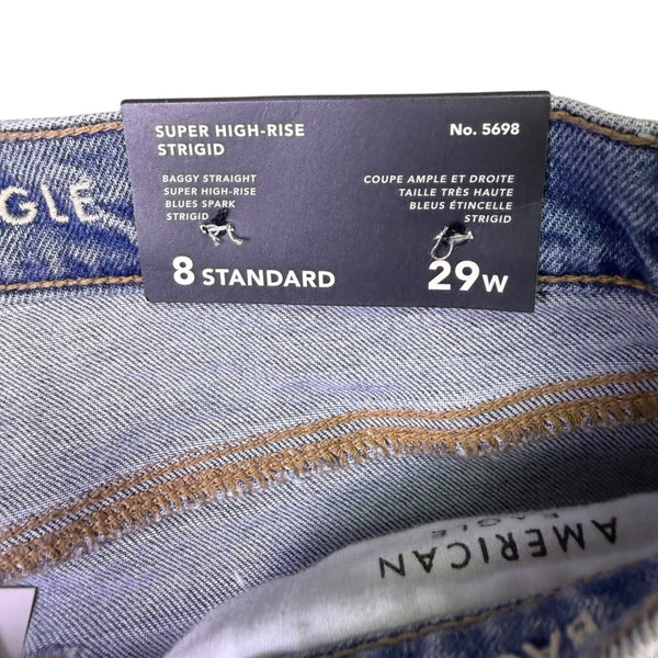American Eagle Womens Super High-Rise Strigid Baggy Straight Jeans Size 8 29W