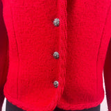 Talbots Womens Red Wool Blazer Textured Design Silver Buttons Size 4