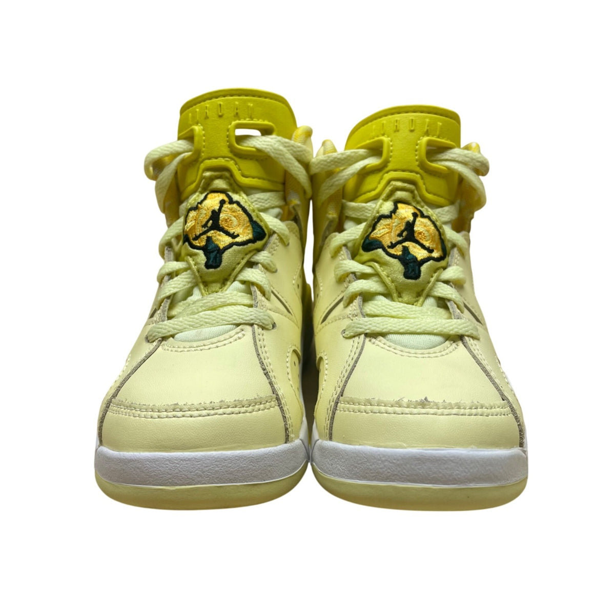 Air Jordan Kids Yellow Leather High-Top Basketball Shoes Size 11C