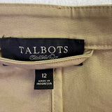 Talbots Womens Tan Cotton Blend Button Front Ruffle Jacket Size 12 